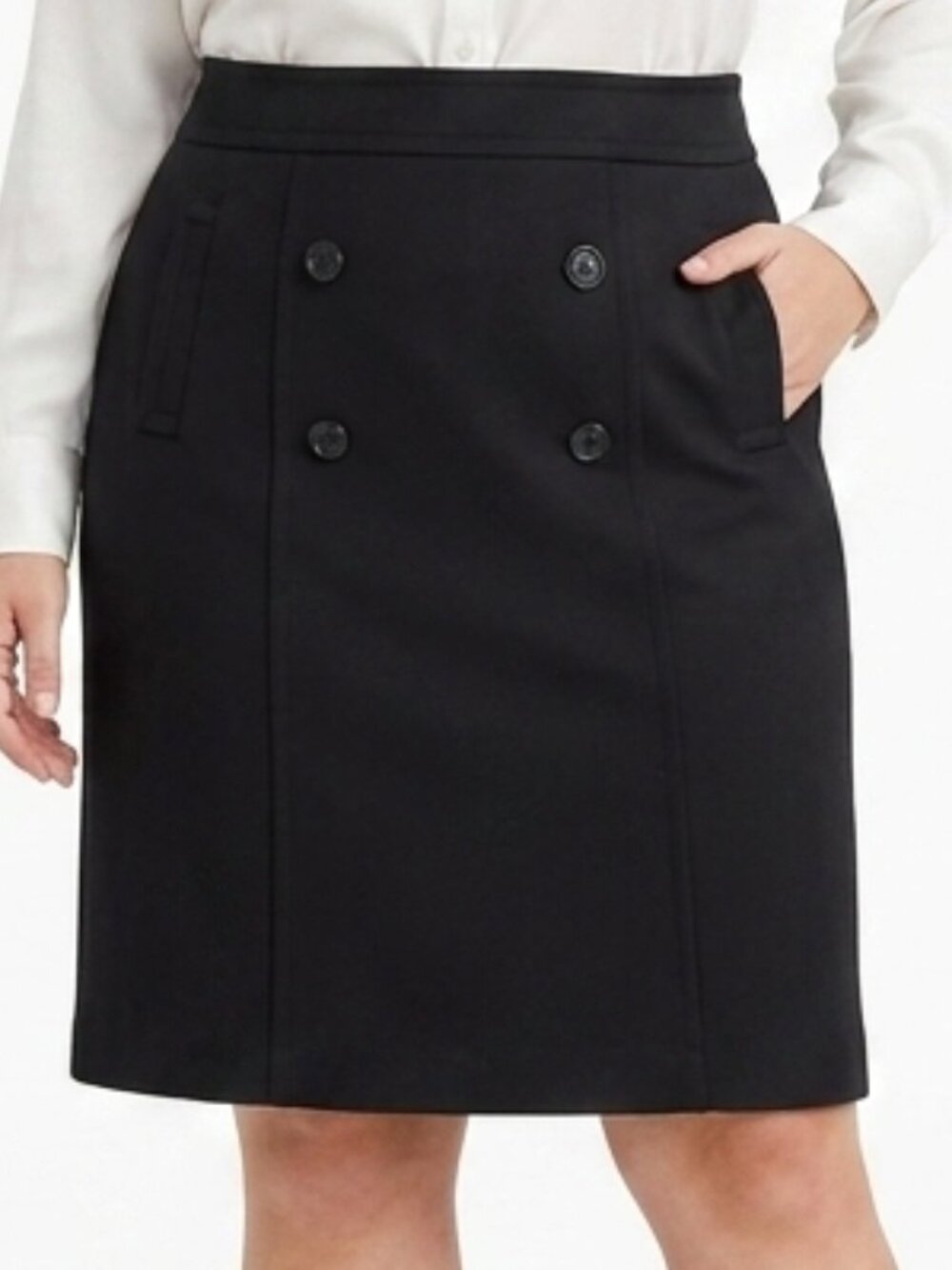 Sandro Sportswear Button Front Ponte Knit Pencil Skirt- Sz. 14